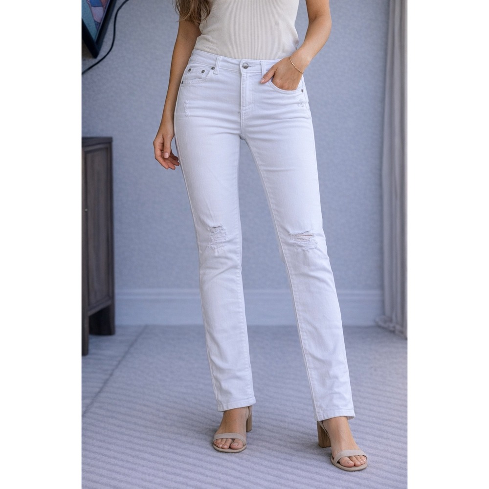 Rag & Bone Dash Slouchy Skinny Jeans‎ White Distressed Size 27